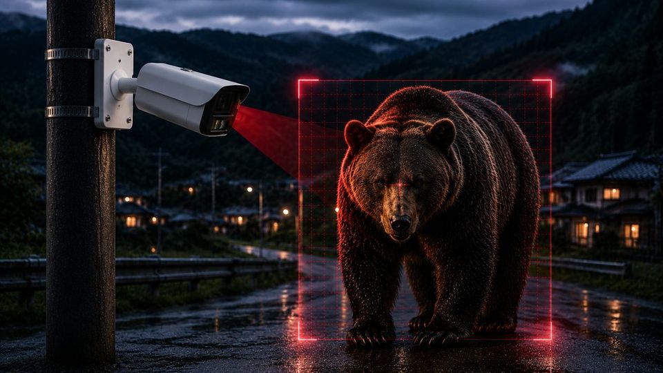 夜間にクマを検知するイメージ